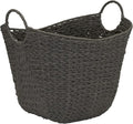 Household Essentials Handwoven Paper Rope Storage Basket with Metal Frame and Handles, Gray