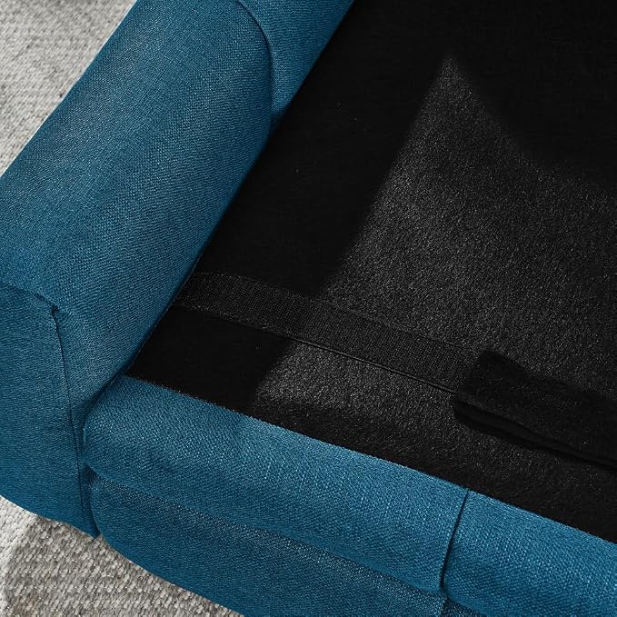 51" Dog Sofa Couch Bed for Small, Medium, Large Dogs, Soft Memory Foam Pet Sofa with Durable Linen Fabric, Comfortable Pet Couch with Backrest and Armrests, Easy to Clean and Maintain（Dark Blue）