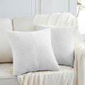 Fancy Homi 2 Packs White Big Decorative Throw Pillow Covers 24x24 Inch for Living Room Couch Bed, Rustic Farmhouse Boho Home Decor, Soft Corss Corduroy Patchwork Accent Square Cushion Case 60x60 cm