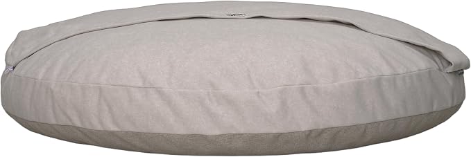 2-in-1 Human & Pet Shared Round Sofa Dog Bed with High Resilience Foam, Modern Neutral Tone Indoor Pet Furniture(Beige)