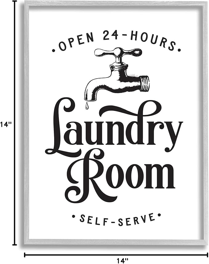 Laundry Room Vintage Sign Rustic Phrase, 11 x 14 Inch Framed Giclée Print | Stupell Industries · By Lettered and Lined · Ready to hang · Great for laundry room decor · Made in USA