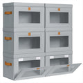 Homsorout Medium Fabric Storage bins - Collapsible Storage Bins with Open Window, 6 Pack Closet Baskets for Shelves, Stackable Decorative Boxes for Home, Dorm, Grey, 13.7"x 9.8" x 9.8"