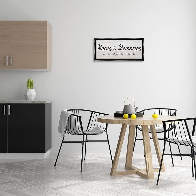 Meals and Memories Kitchen Sign, 10 x 24 Inch Canvas in Floater Frame | Stupell Industries · By Lil' Rue · Ready to hang · Rustic charm for kitchen or dining room · Made in USA