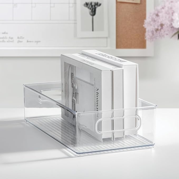 iDesign Stackable Fridge Bin, Set of 6, Clear | Kitchen Storage Bin, For Pantry, Cabinets, or Fridge