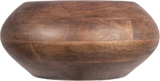 Bloomingville Modern Round Wood Bowl, Walnut Finish