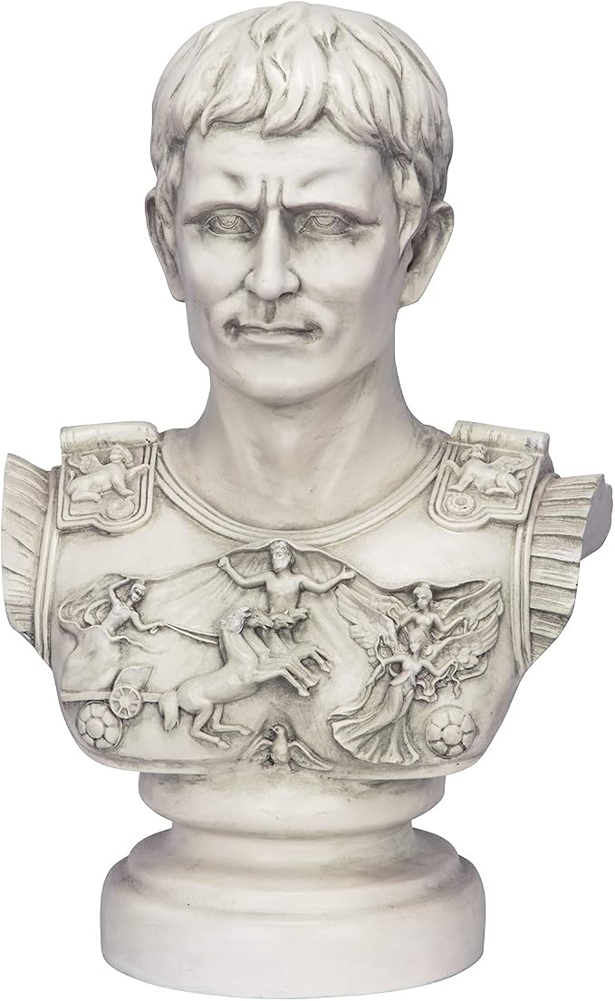 Design Toscano Augustus Caesar Primaporta Bust Statue, Classic Roman Library or Office Decor, 10 Inches Wide, 6 Inches Deep, 18 Inches High, Handcast Polyresin, Antique Stone Finish