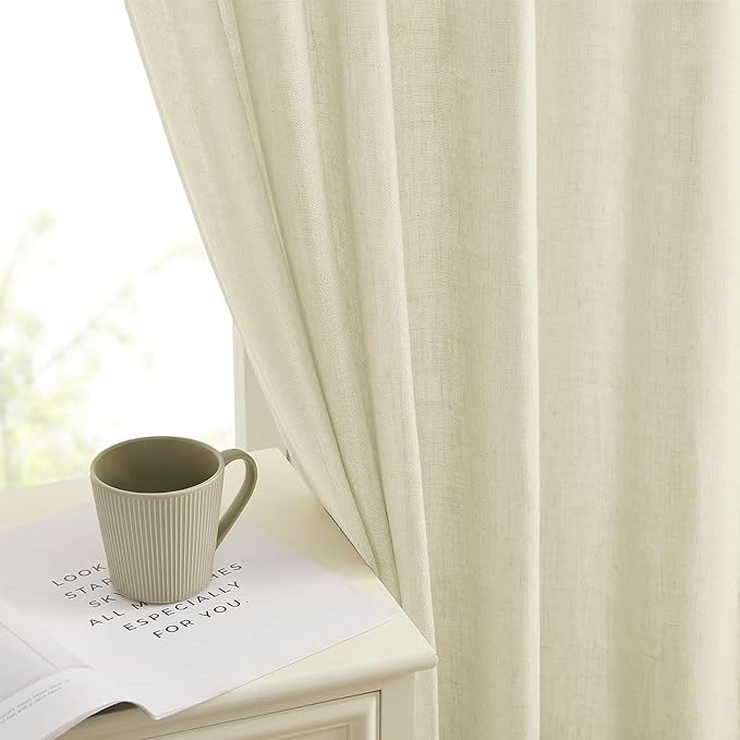 Joydeco Linen Curtains 90 Inch Length 2 Panels Set - Image 5