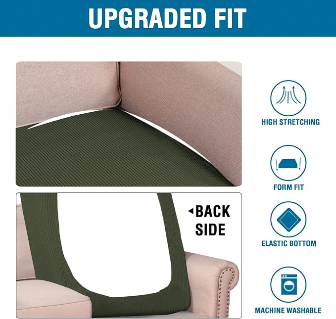 H.VERSAILTEX Super Stretch Individual Chaise Cover Sectional Couch Covers for L Shaped Sofa Both Left/Right Featuring Thick Jacquard Textured Twill Fabric (1 Piece Chaise Cover Large, Olive)