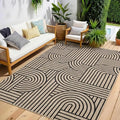 COZYLOOM 5x7 Waterproof Outdoor Patio Rug, Abstract Geometric Striped Easy Jute Rugs for Living Room, Non Slip Non Shedding Modern Area Rug for Entryway, Bedroom, Dining Room, Porch, Natural Color