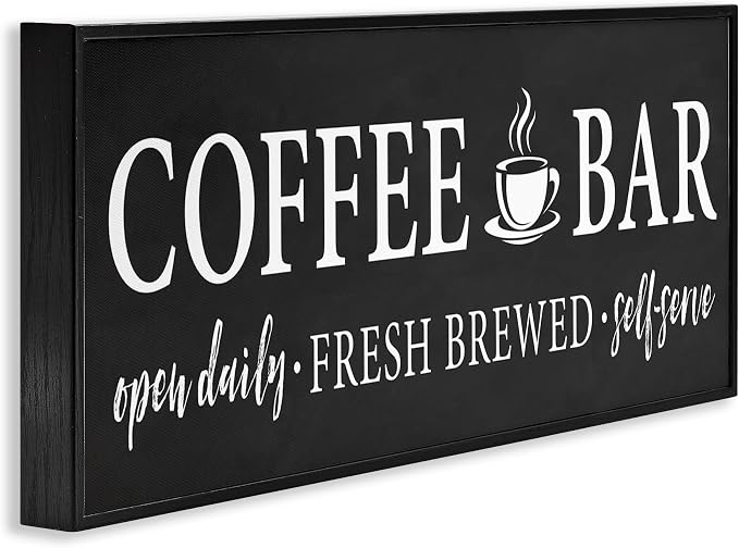 Stupell Industries 'Coffee Bar Open Sign Casual Black Design', Framed Giclee Art, Black, 30 x 13 Inches, Easy to Hang and Sturdy, Made in USA, by Lettered and Lined | Stupell Industries | Black, 30 x 13 Inches, Easy to Hang and Sturdy, Made in USA, by ...