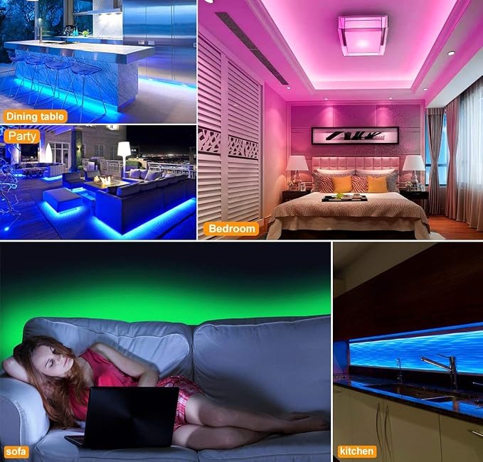 MIHEAL 5050 Black PCB RGB WiFi Smart LED Strip 32.8Ft 300LED Waterproof Kit | App & voice control lighting with music mode, UL Listed DC12V adapter, works with iOS & Android indoor decor