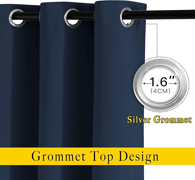 NICETOWN Living Room Window Curtain Drapes Extra Long & Wide - Bedroom Panels Grommet Top Window Treatment for Hall & Guest Room (W80 x L108, Navy, 2 Pieces)