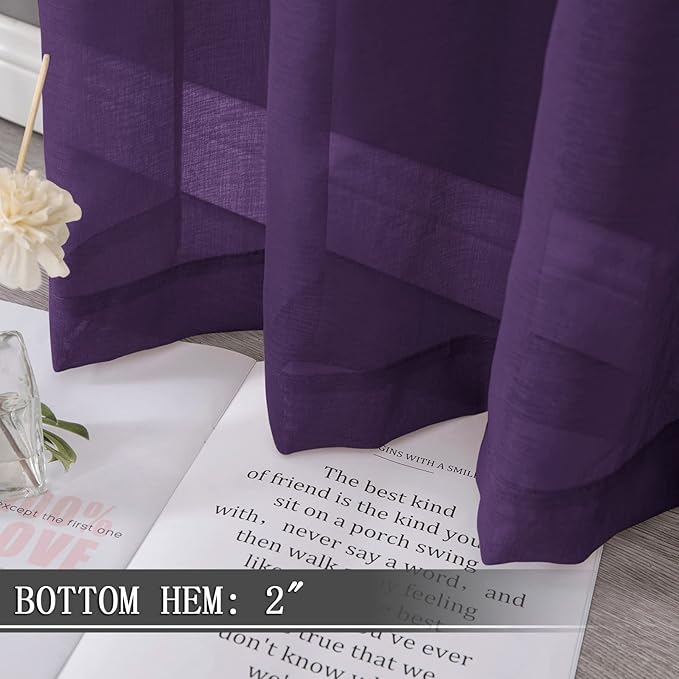 Tollpiz Sheer Curtains Bedroom Linen Textured Curtain Sheers Light Filtering - Image 4