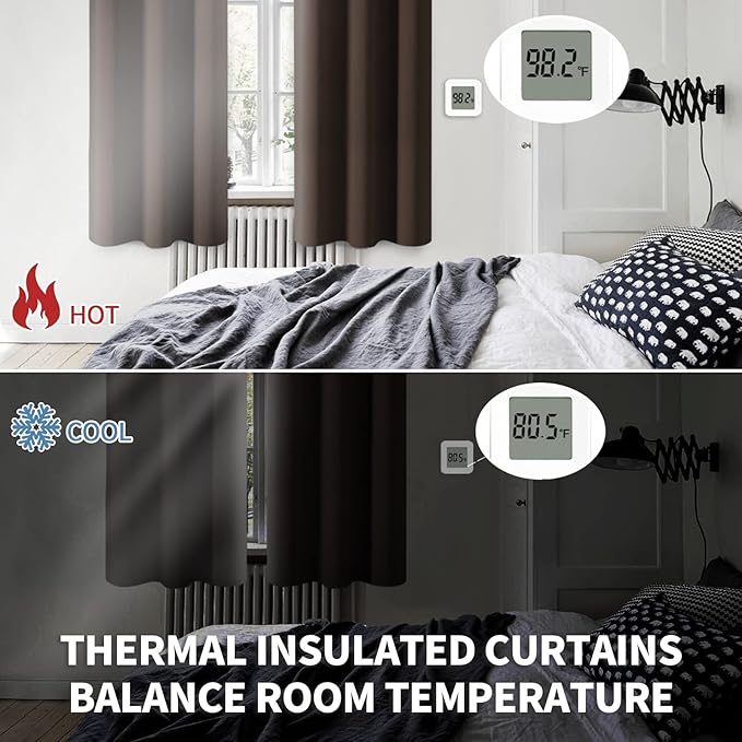 BGment Blackout Curtains for Living Room - Grommet Thermal Insulated Room Darkening Curtains for Bedroom, Set of 2 Panels (38 x 54 Inch, Brown)