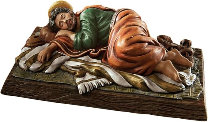 Avalon Gallery Christian Home Décor Hand-Painted Michael Adams Figurine, 6-Inch, Sleeping St. Joseph