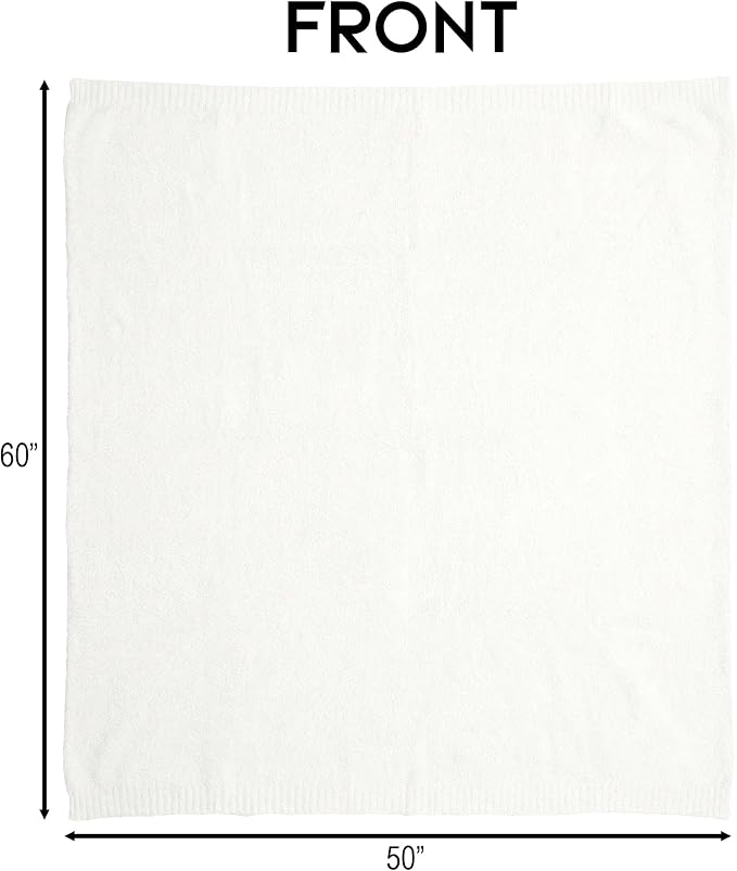Carstens, Inc. Luxury Soft Stretchy Reversible Plush Throw Blanket, Large 50" x 60", Coastal Dune White