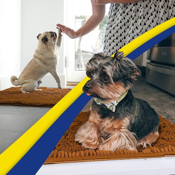 Muddy Mat® | Super Water Absorbent Door Mat Indoor, Microfiber Quick Dry Chenille Entryway Rug, Slip Resistant Front Door Mat, Indoor Mats for Entryway, Machine Washable Pet Rug, Amber 6ft x 9ft