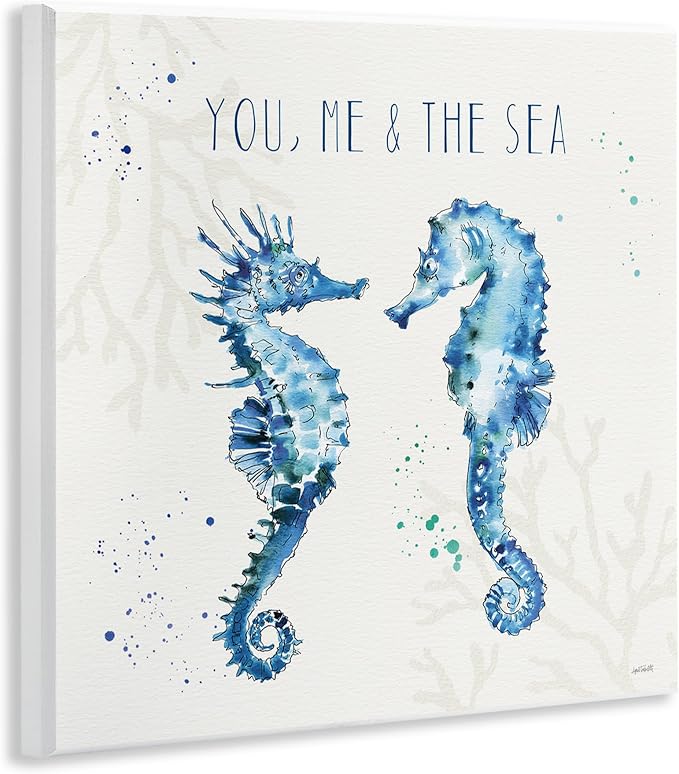 You Me and Sea Seahorse Love, 12 x 12 Inch Mounted Print on Wall Plaque | Stupell Industries | 12 x 12 Inches, Easy to Hang and Sturdy, Made in USA, by Anne Tavoletti