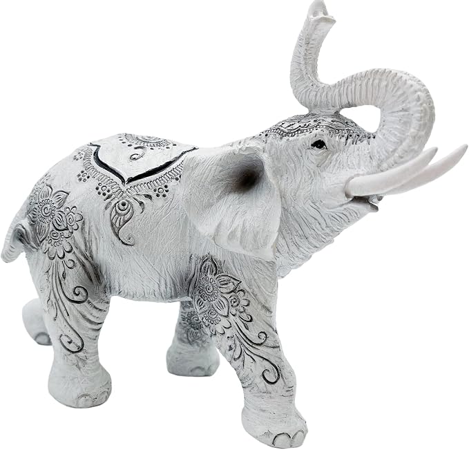 George S. Chen Imports Thai Collectible Statue Figurine Decoration (Trunk up-Thai Elephant, 88246white)