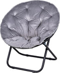 VECELO Saucer Chair for Adults, Folding Moon Chair with Metal Frame, Faux Fur for Bedroom, Living Room, Dorm Room, Apartment, Grey