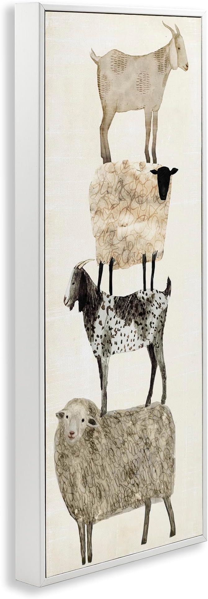 Stacked Sheep and Goats Farm Animals, 13 x 30 Inch Framed Giclée Print | Stupell Industries · By Victoria Borges · Ready to hang · Charming country decor for kitchen or living room · Made in USA