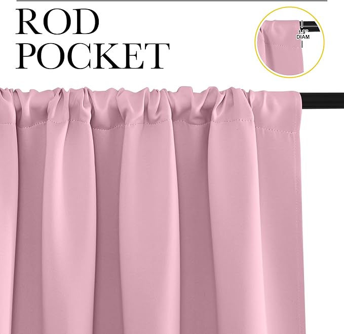NICETOWN RV Blackout Curtains for Camper Windows, Rouge Pink, 29" Wide by 50" Long, 2 PCs, Short Blackout Curtains & Drapes, Thermal Insulated Blackout Curtain Panels for Kids Room, Play Room