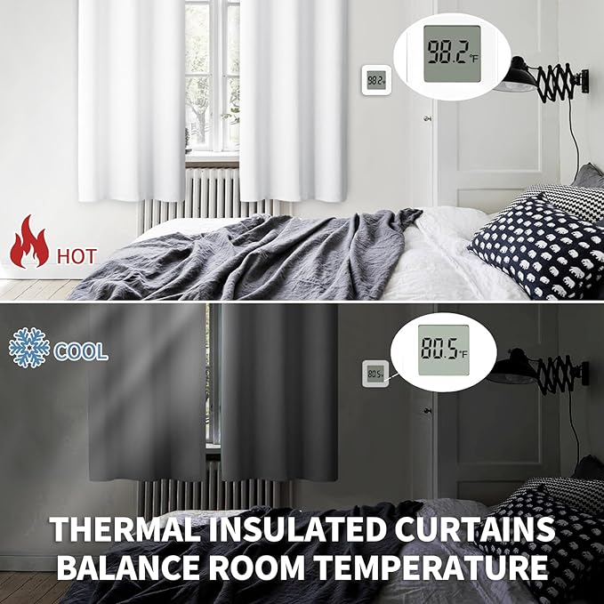 BGment Room Darkening Curtains 63 Inches Long - Grommet Thermal Insulated Drapes Window Treatment Curtains for Bedroom, 2 Panels, 52 x 63 Inch, Pure White