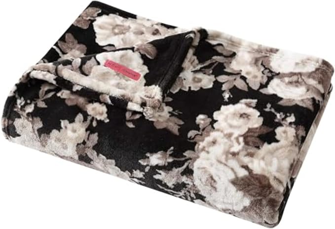 Betsey Johnson - Blanket, Buttery-Soft Throw Blanket for Couch or Bed, Boldly Plush & Oversized Bedding (Vintage Floral Black, 50" x 70")