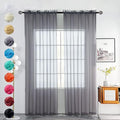 youleyar Solid Sheer Rod Pocket Curtain Voile Draperies 2 Panels White Beige Black Grey Coffee 52 Inch Width 45 Inch Long 1 Pair for Kitchen Bedroom Children Living Room Yard(Grey,52Wｘ45L)