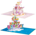 Paper Love Birthday Pop Up Cards 2 Pack - Includes 1 Butterfly Birthday Cake and Happy Birthday Jumbo, For Adults or Kids -5" x 7" and 10" x 14" Cover - Includes Envelope and Note Tag