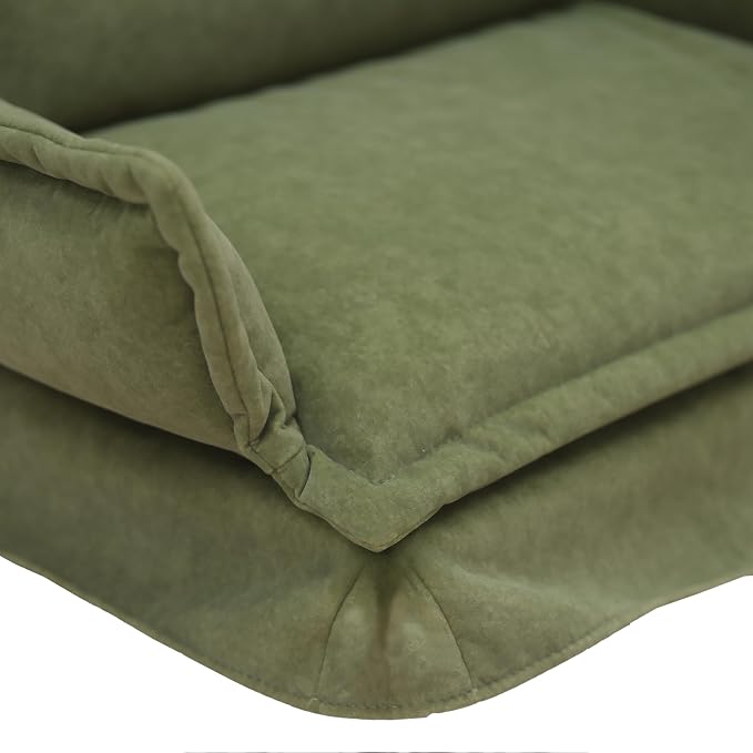 2-in-1 Human & Pet Dog Sofa, Solid Pine Wood Frame with Supportive Foam, Indoor Modern Pet Furniture(Green)