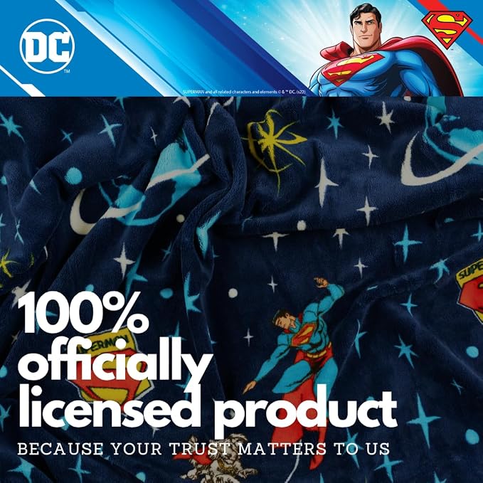 Franco Collectibles Superman DC Comics Krypto Dog Bedding Super Soft Cozy Plush Throw, 60 in x 70 in, (Officially Licensed Product)