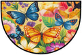Butterfly Half Round Doormat Non-Slip Semi Circle Rug Half Moon Mat | Color Flowers Washable Soft Absorbent Indoor Outdoor Entrance Kitchen Bathroom Sink Patio Welcome Fireplace Floor Rug