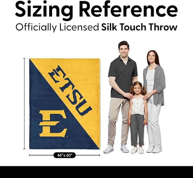 Northwest NCAA Silk Touch Throw Blanket, Ultra Soft Plush Polyester, Lightweight Warm Decorative Fan Gift, 46 x 60 in