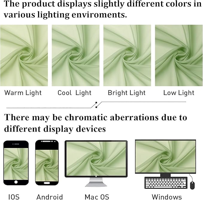 Lecloud Light Green Sheer Curtains 90 Inches Long 2 Panels, Modern Light - Image 8