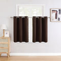 ChrisDowa Small Window Curtains for Kitchen and Bedroom - Grommet Short Thermal Insulated Room Darkening Curtains (2 Panels, Brown, 52 x 36 Inch)