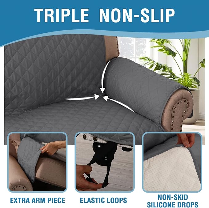 H.VERSAILTEX Chair Sofa Slipcover Sofa Cover 100% Waterproof Couch Cover Furniture Protector Cover with Elastic Straps for Pets Kids Children Dog Cat(Chair, Rocket Gray)
