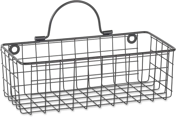 DII Farmhouse Vintage Décor, Wire Wall Basket, Assorted, Black, 2 Piece (Pack of 2)