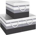 Fab totes Storage Bins 3-Pack, Foldable Storage Baskets for Organizing Toys, Books, Shelves, Closet, Large Storage Box with Rope Handles, Sturdy Organizer Bins,Gradient Grey