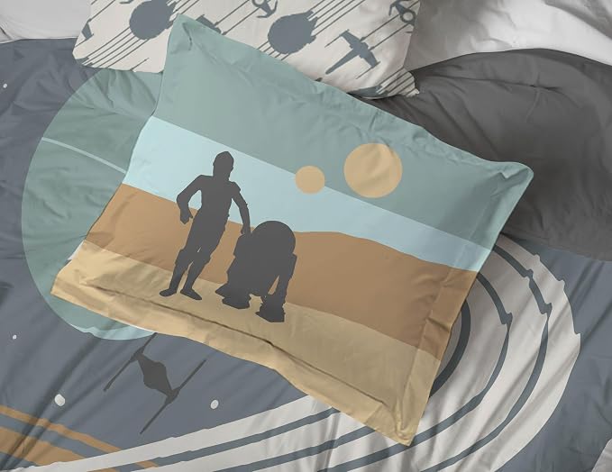 Star Wars Full Comforter Set 7 Piece Soft Bedding for Boys, Multi | Bed in a Bag, Comforter Sheets Shams Pillowcases, Official Product, Soft Microfiber, Machine Washable, Boys Gift