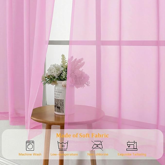 Gwine Sheer Curtains for Bedroom 54 inches Long - Image 8