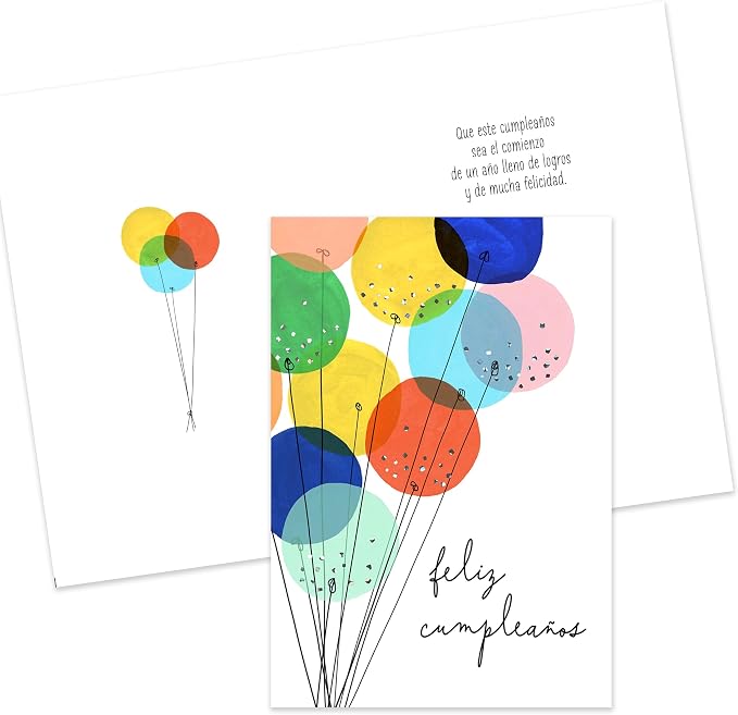 Hallmark Business Bulk 25 Pack Spanish Birthday Cards for Customers (Feliz Cumpleaños Balloons), 5 x 7 Cards, Message Inside, Envelopes Included