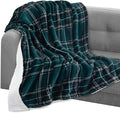 Elegant Comfort Throw Blanket, Reversible Sherpa Flannel, Ultra-Soft, Fuzzy, Cozy and Plush- All Season Lightweight Decorative Throw, 50 x 60 inches, Plaid Design Sherpa Throw, Green (Pack of 5)