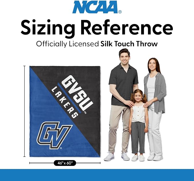 Northwest NCAA Silk Touch Throw Blanket, Ultra Soft Plush Polyester, Lightweight Warm Decorative Fan Gift, 46 x 60 in