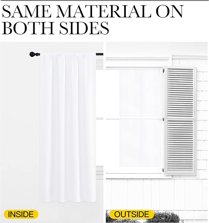 NICETOWN RV Curtains for Camper Windows, White Curtains for Kitchen Window, Home Decoration Light Filtering Drapes for Small Window (29" Wide by 20" Long, 1 Pair)