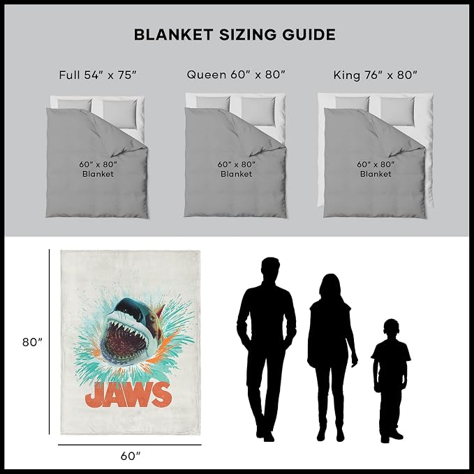 Northwest Jaws Shark Splash Silk Touch Throw Blanket 60x80 inches