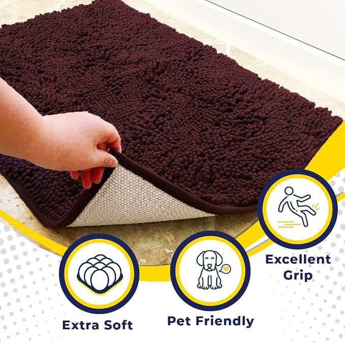 Muddy Mat® | Super Water Absorbent Door Mat Indoor, Microfiber Quick Dry Chenille Entryway Rug, Slip Resistant Front Door Mat, Indoor Mats for Entryway, Machine Washable Pet Rug, Rust 36" x 72"
