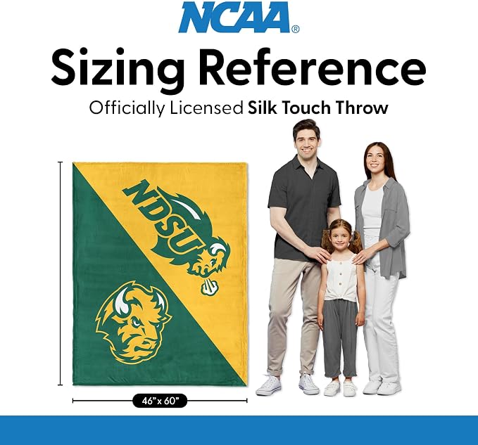 Northwest NCAA Silk Touch Throw Blanket, Ultra Soft Plush Polyester, Lightweight Warm Decorative Fan Gift, 46 x 60 in