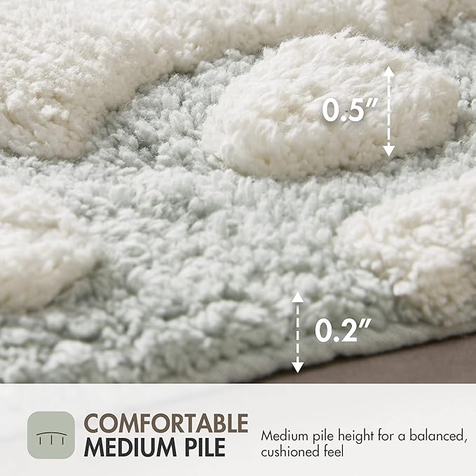Madison Park Casablanca 100% Cotton Tufted Bathroom Rugs Luxurious Plush Medallion Floral Pattern Bath Mat Absorbent, Quick Dry, Spa Design Shower Room Décor, Rectangle 25" R, Sage Green