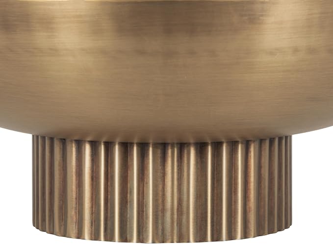 Kate and Laurel Rooks Ribbed Decorative Metal Bowl; 12 Inch Diameter; Brass; Modern Raised Fruit Bowl for Kitchen Counter or Use as a Key Bowl for an Entryway Table